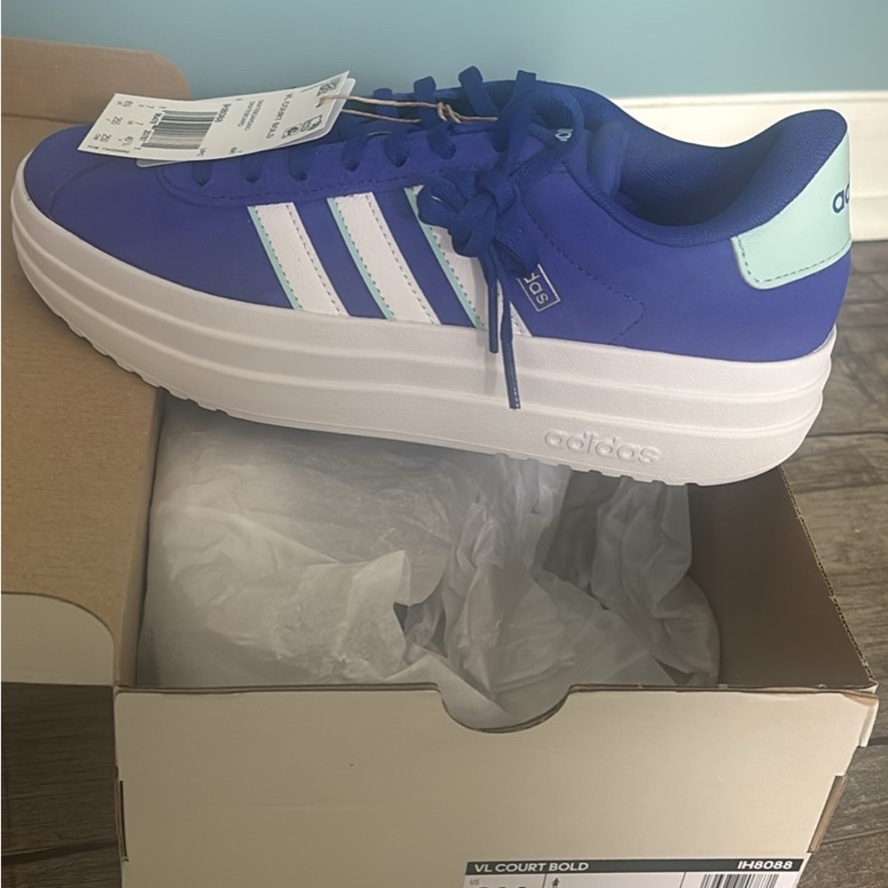 Adidas VL Court Bold Blue and White Sneakers